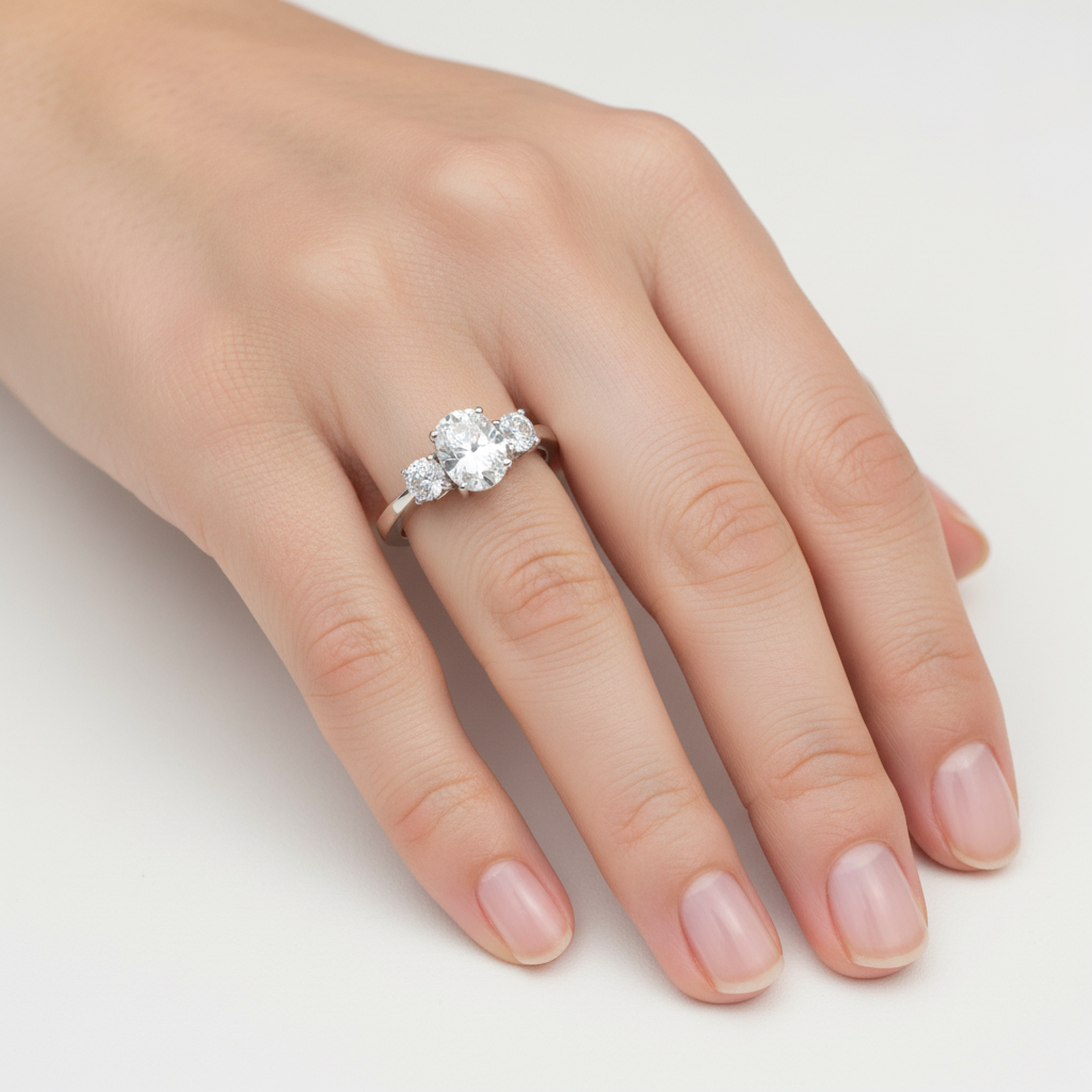 9ct White Gold Cz Ring.