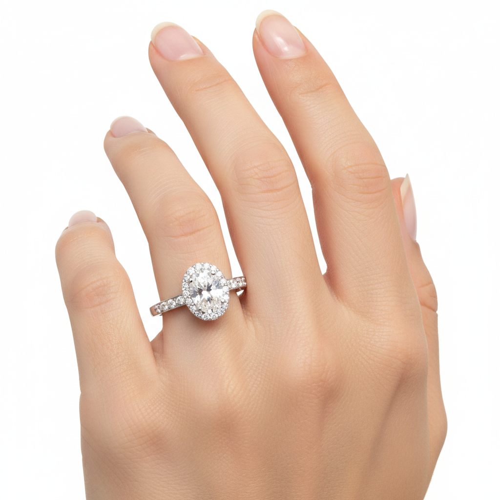9ct White Gold Cz Ring.