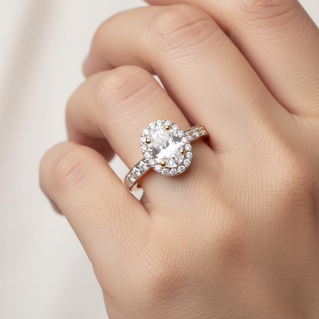 9ct Yellow Gold Cz Ring.