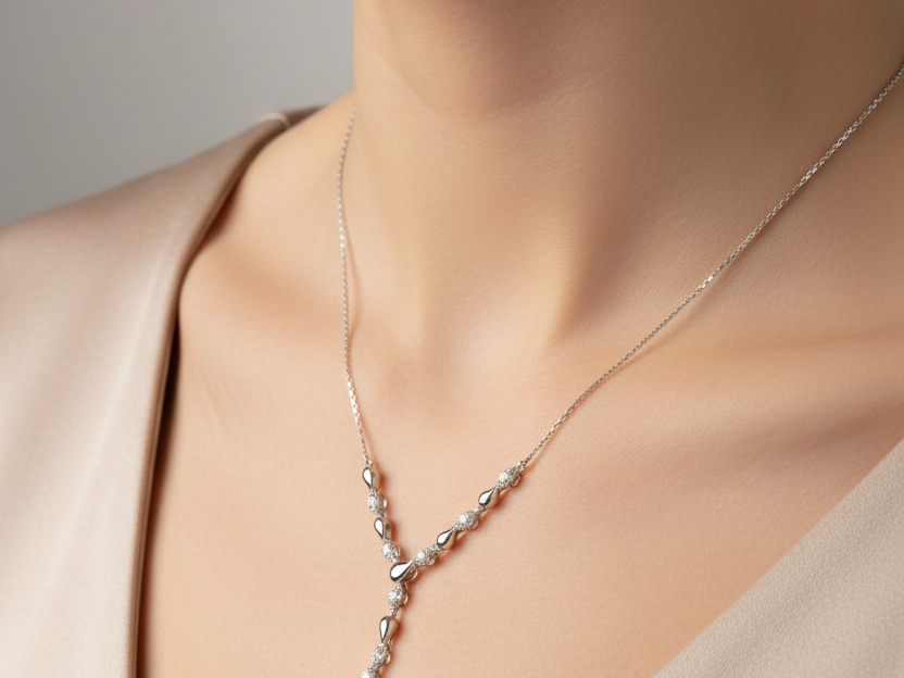 A White Cubic Zirconia Necklace.