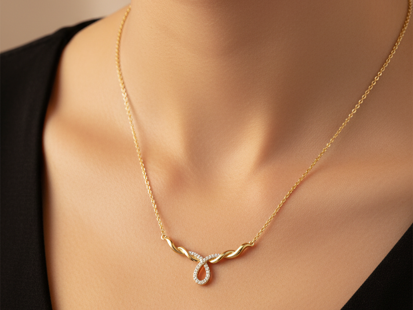 A Silver Yellow plated White CZ Necklace