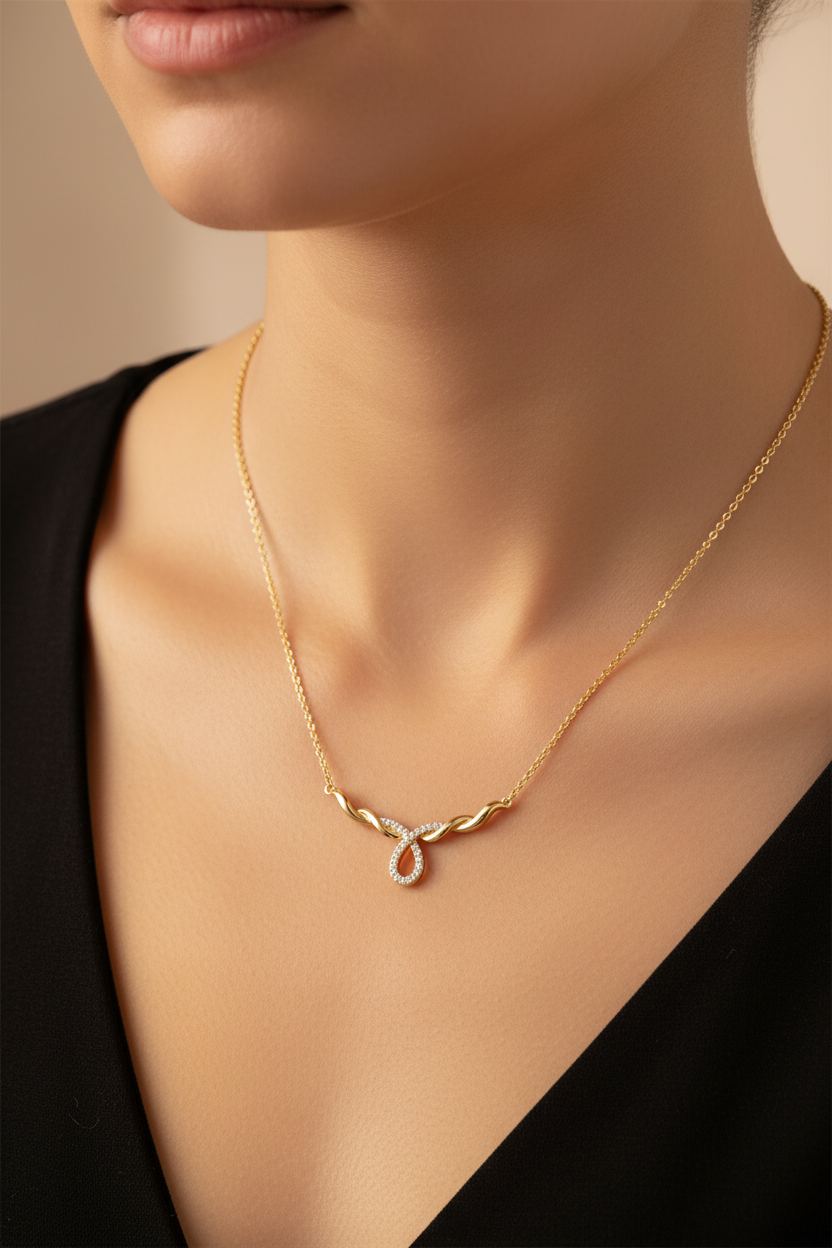 A Silver Yellow plated White CZ Necklace
