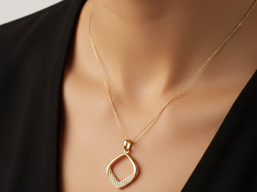 Gold Plated Silver cz pendant