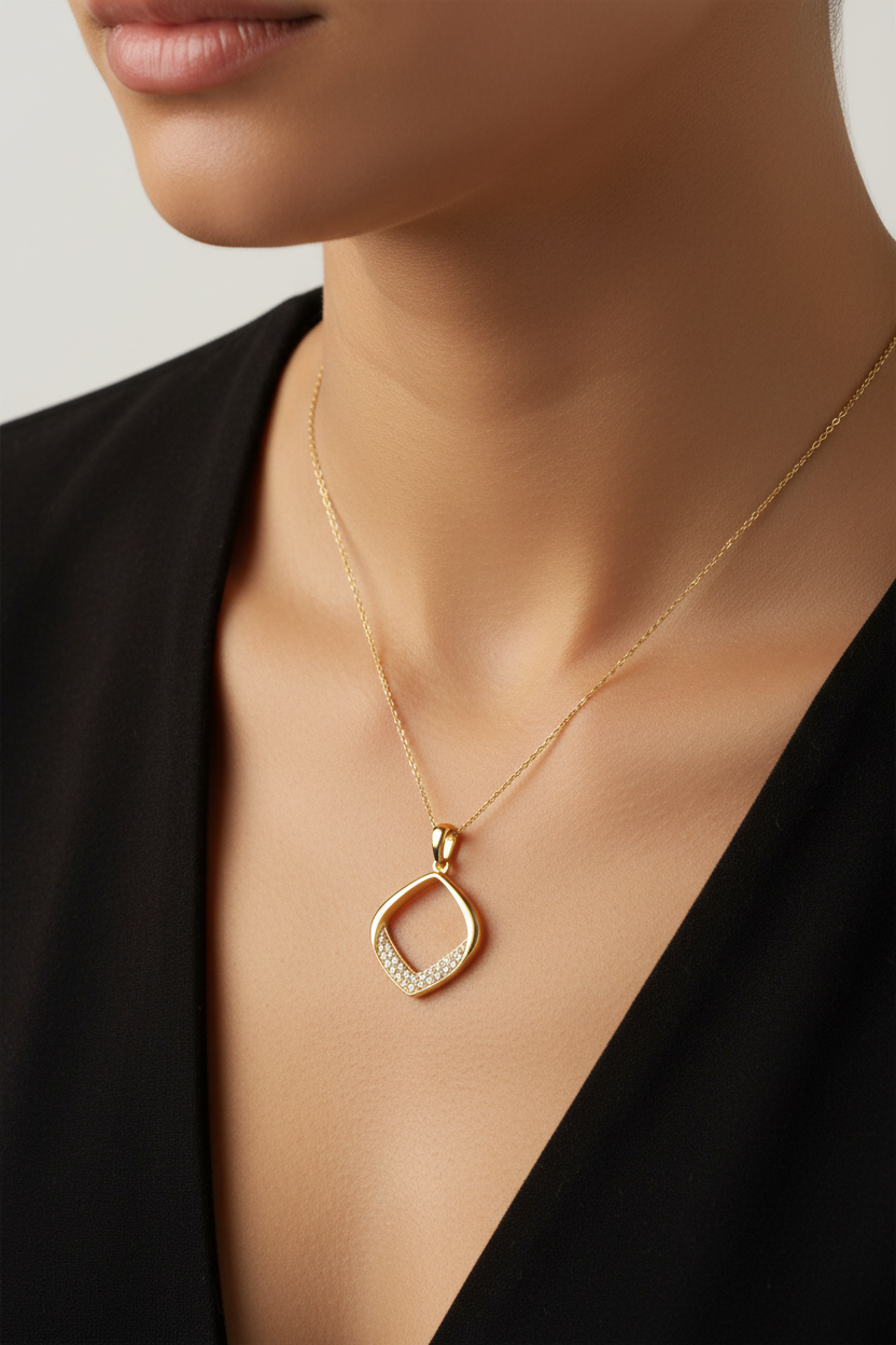Gold Plated Silver cz pendant
