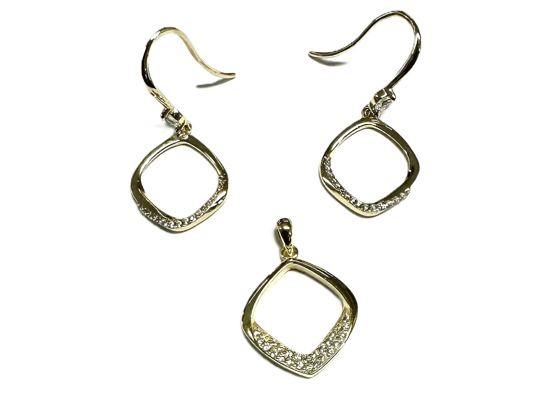 Gold Plated Silver cz pendant and earring set