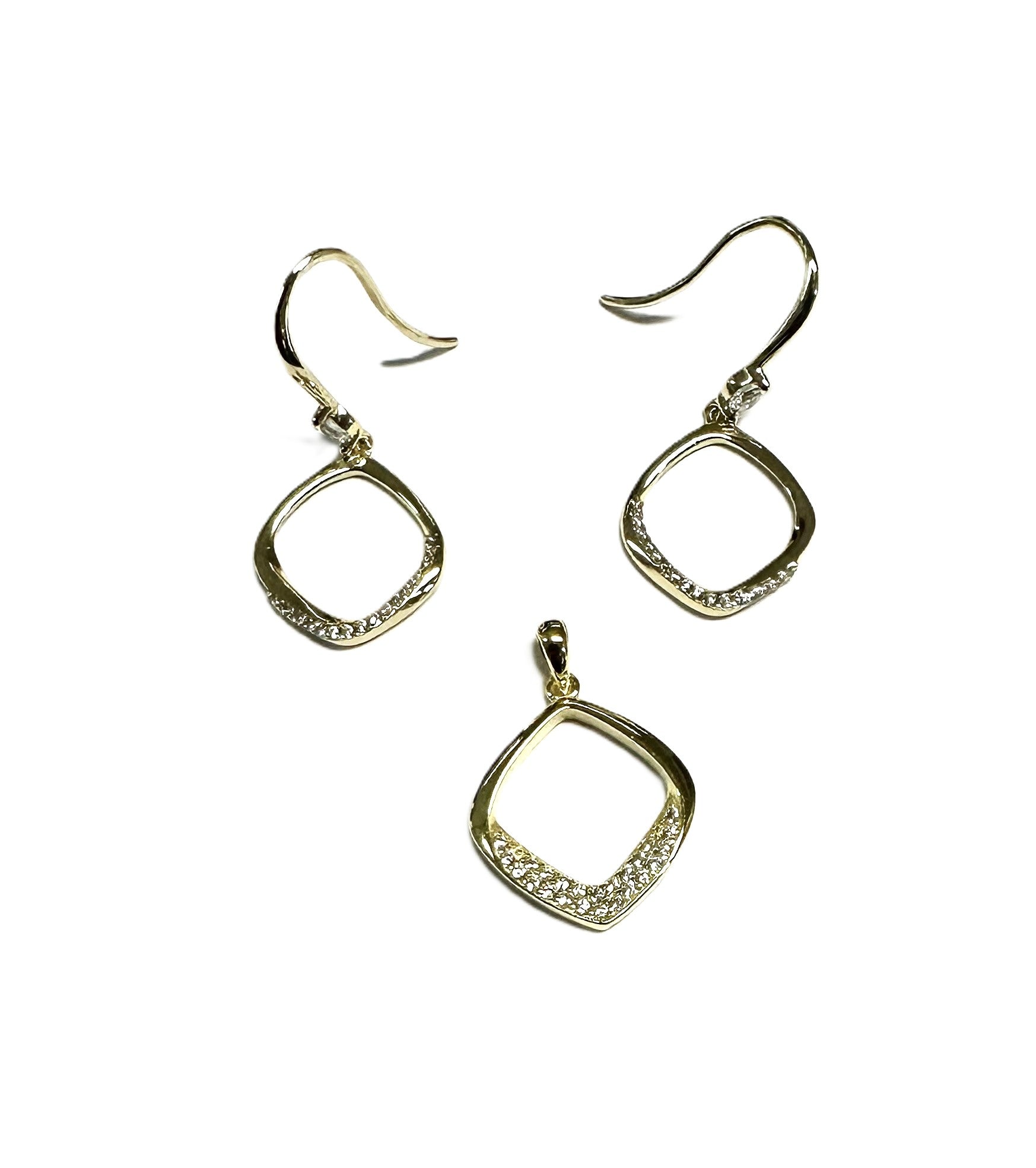 Gold Plated Silver cz pendant and earring set