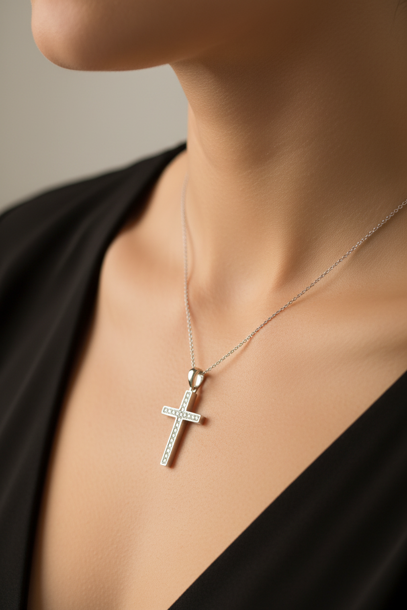 Silver Cz Cross