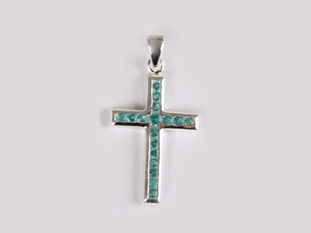 A Aquamarine & White Cubic Zirconia Pendant.