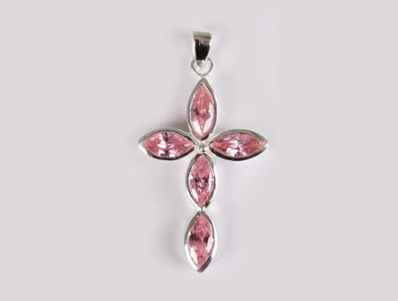 A Pink & White Cubic Zirconia Pendant.