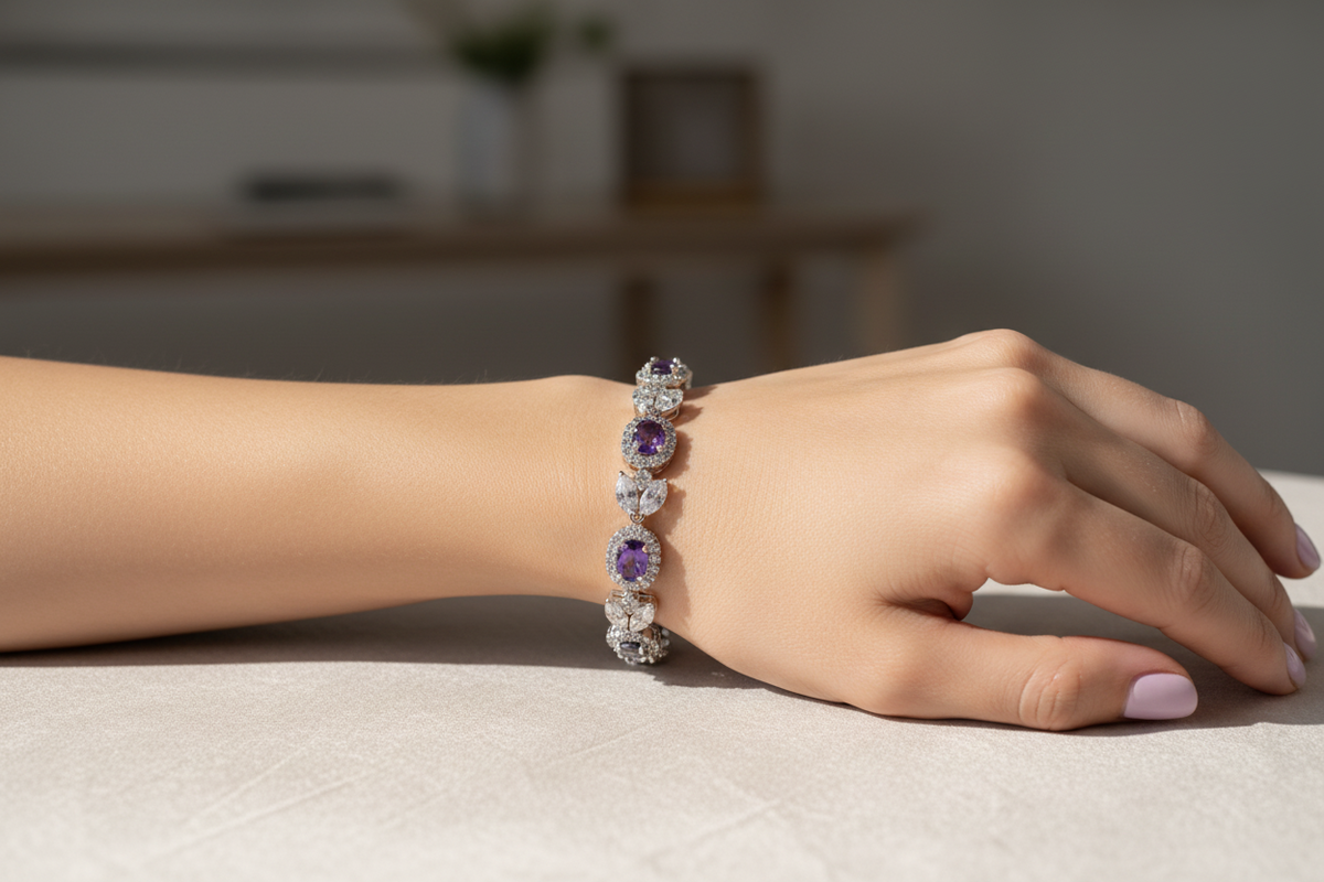 Amethyst Cubic Zirconia  Bracelet