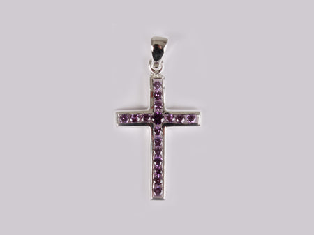 A Amethyst & White Cubic Zirconia Pendant.