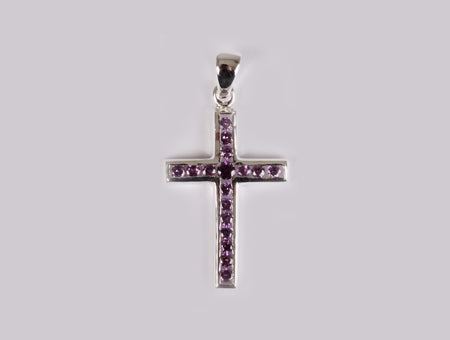 A Amethyst & White Cubic Zirconia Pendant.