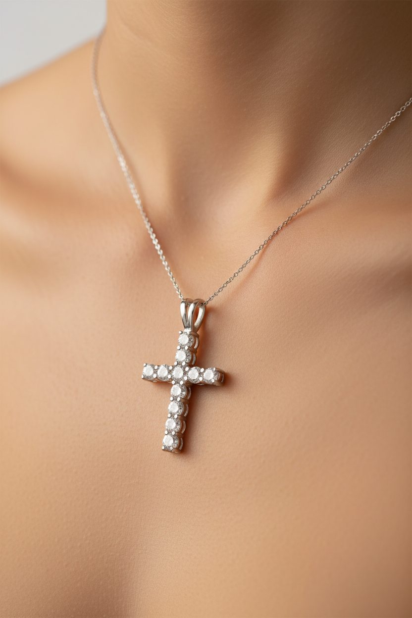 Silver Cz Cross Pendant