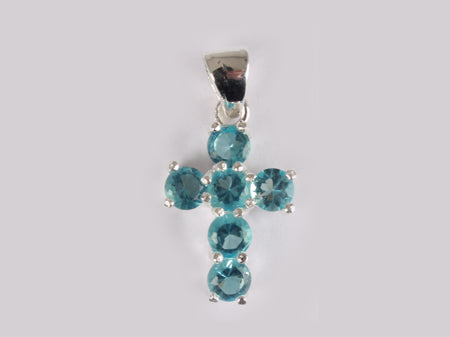 A Aquamarine & White Cubic Zirconia Pendant.