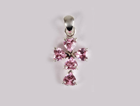 A Pink & White Cubic Zirconia Pendant.