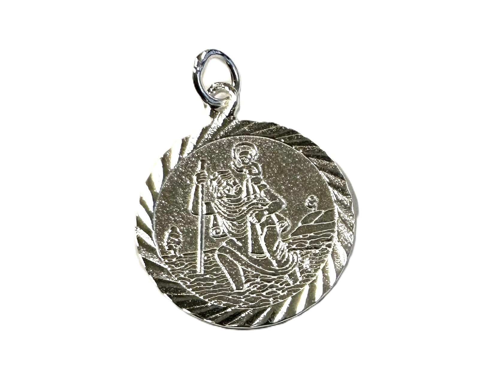 St Christopher’s Silver Medal 25mm Diamond Cut