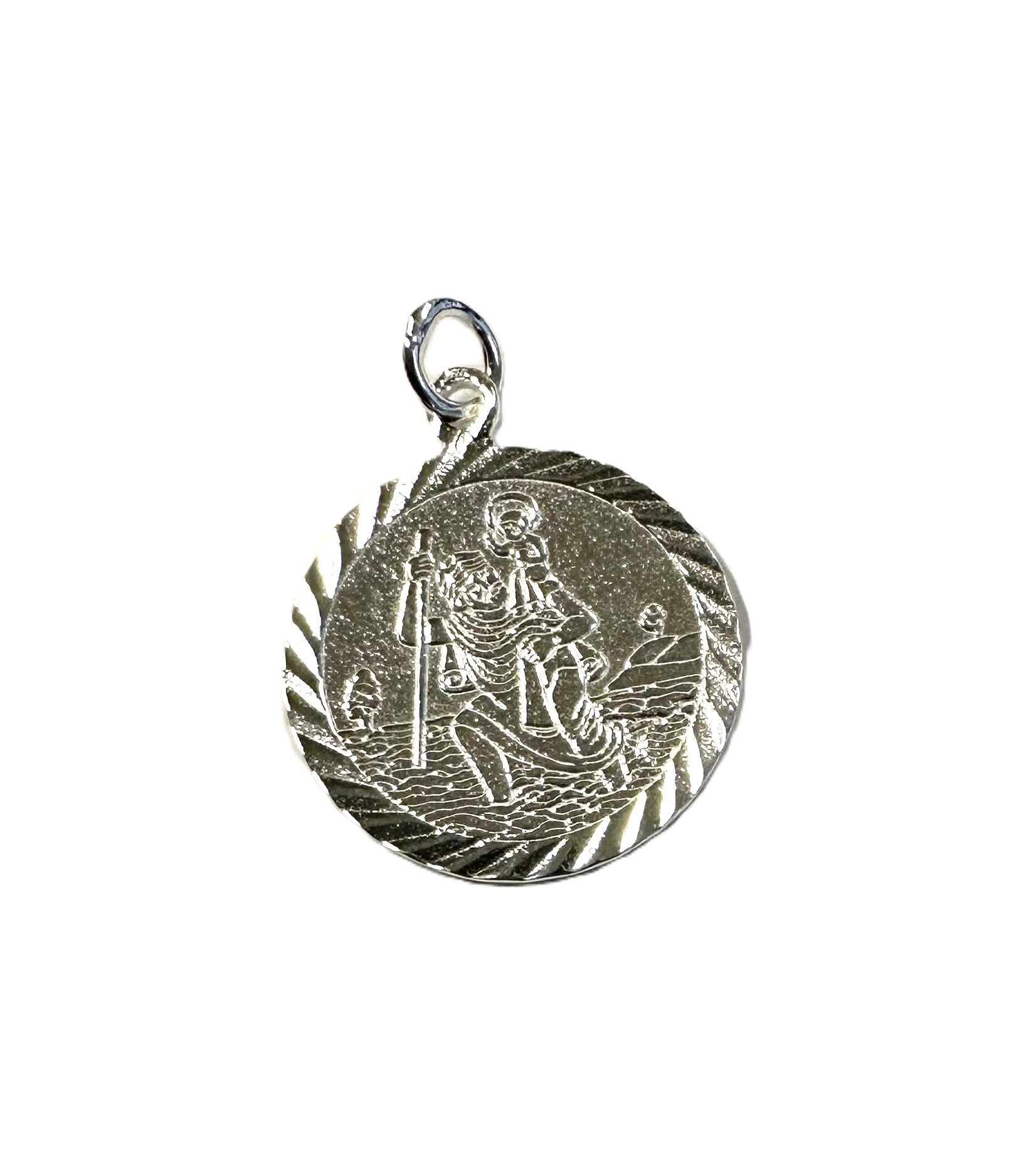 St Christopher’s Silver Medal 25mm Diamond Cut