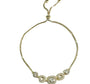 White Cubic Zirconia Silver Yellow Gold Plated Pull Bracelet