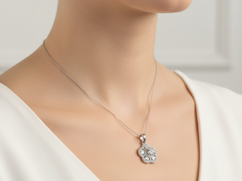 Silver Cz Stone Pendant