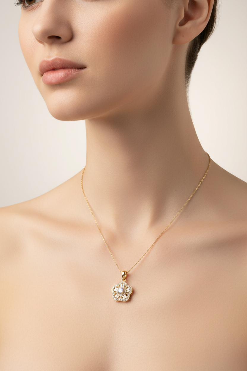 Gold Plated White Cz Silver Earring
