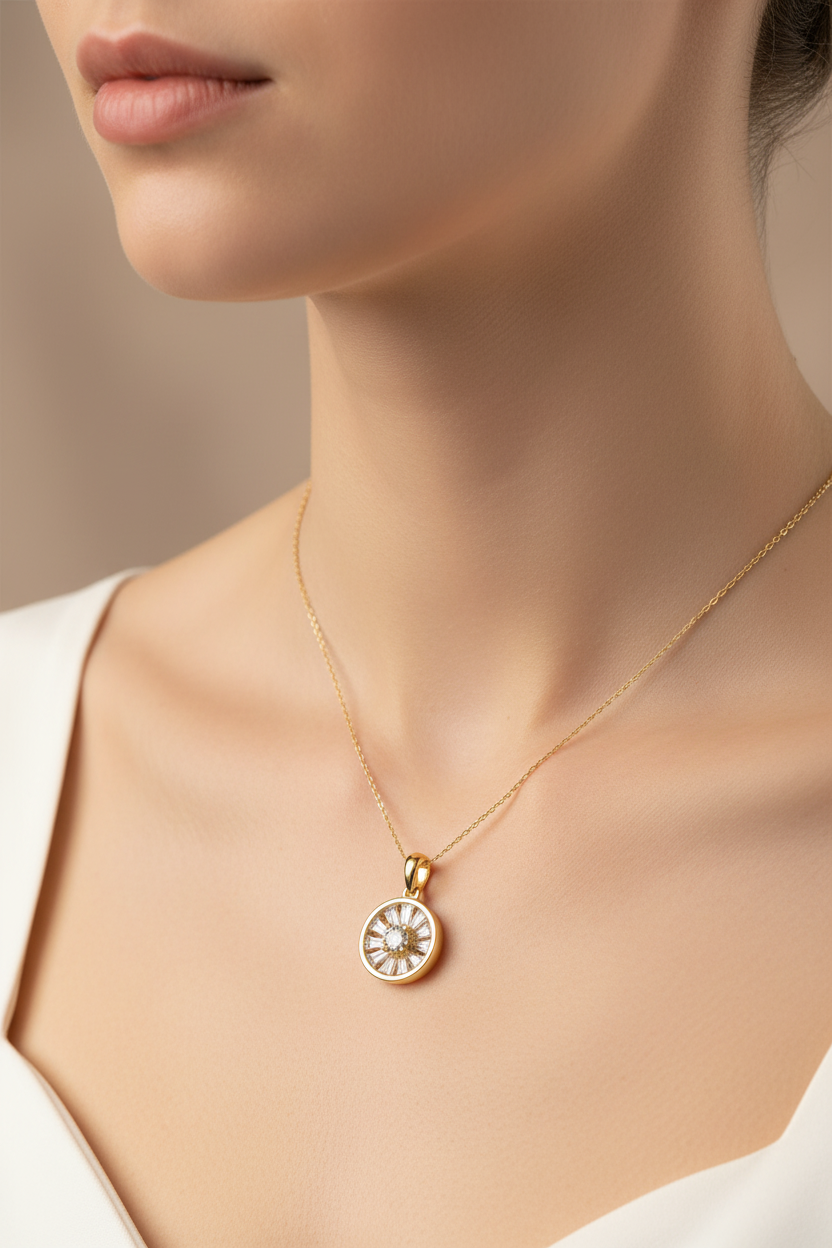 Gold Plated White Cz Silver Earring