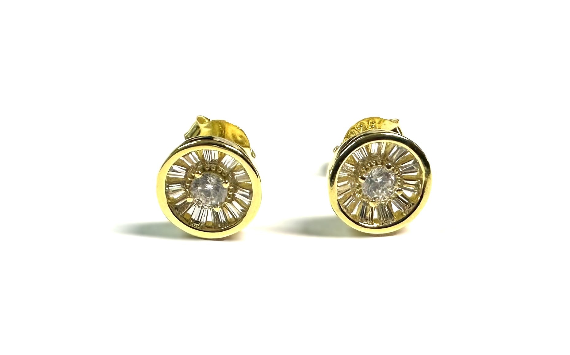 Gold Plated White Cz Silver Earring