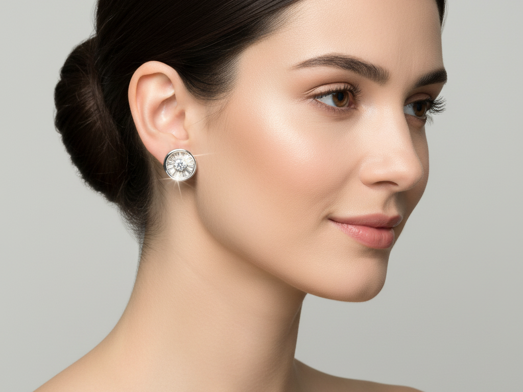 White Cz Silver Earring