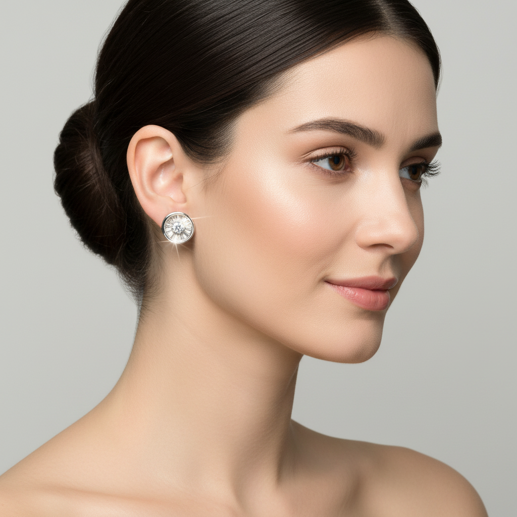 White Cz Silver Earring