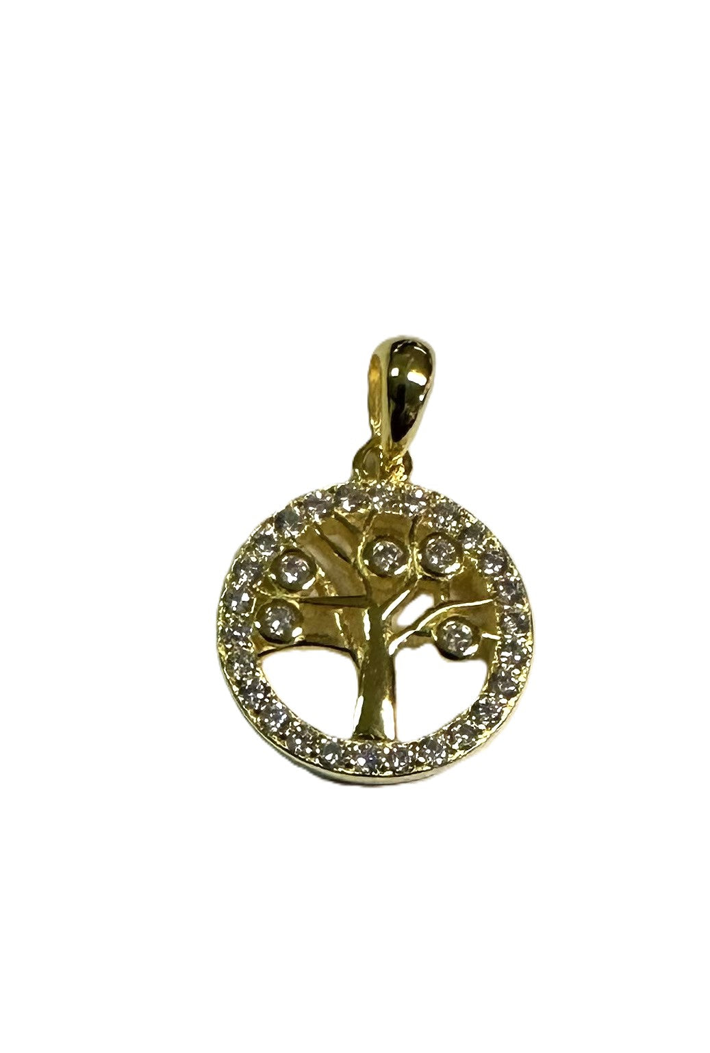 Gold Plated Silver Cz Stone Tree Of Life Pendant