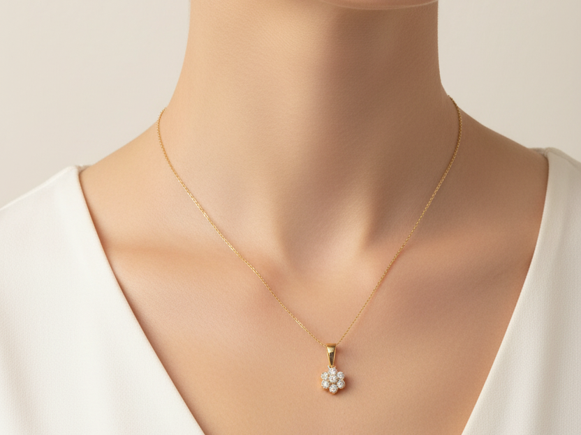 Gold Plated Silver Cz Stone Pendant