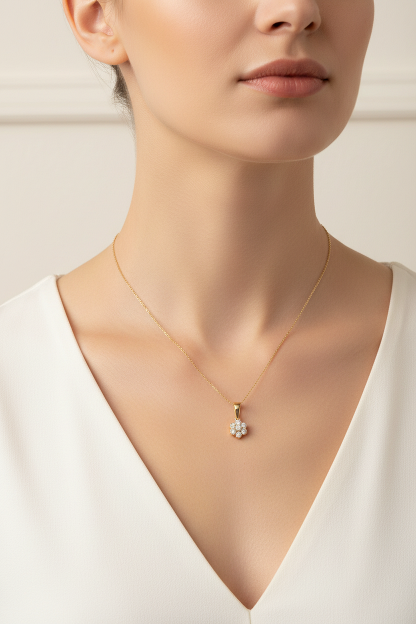 Gold Plated White Cz Silver Earring