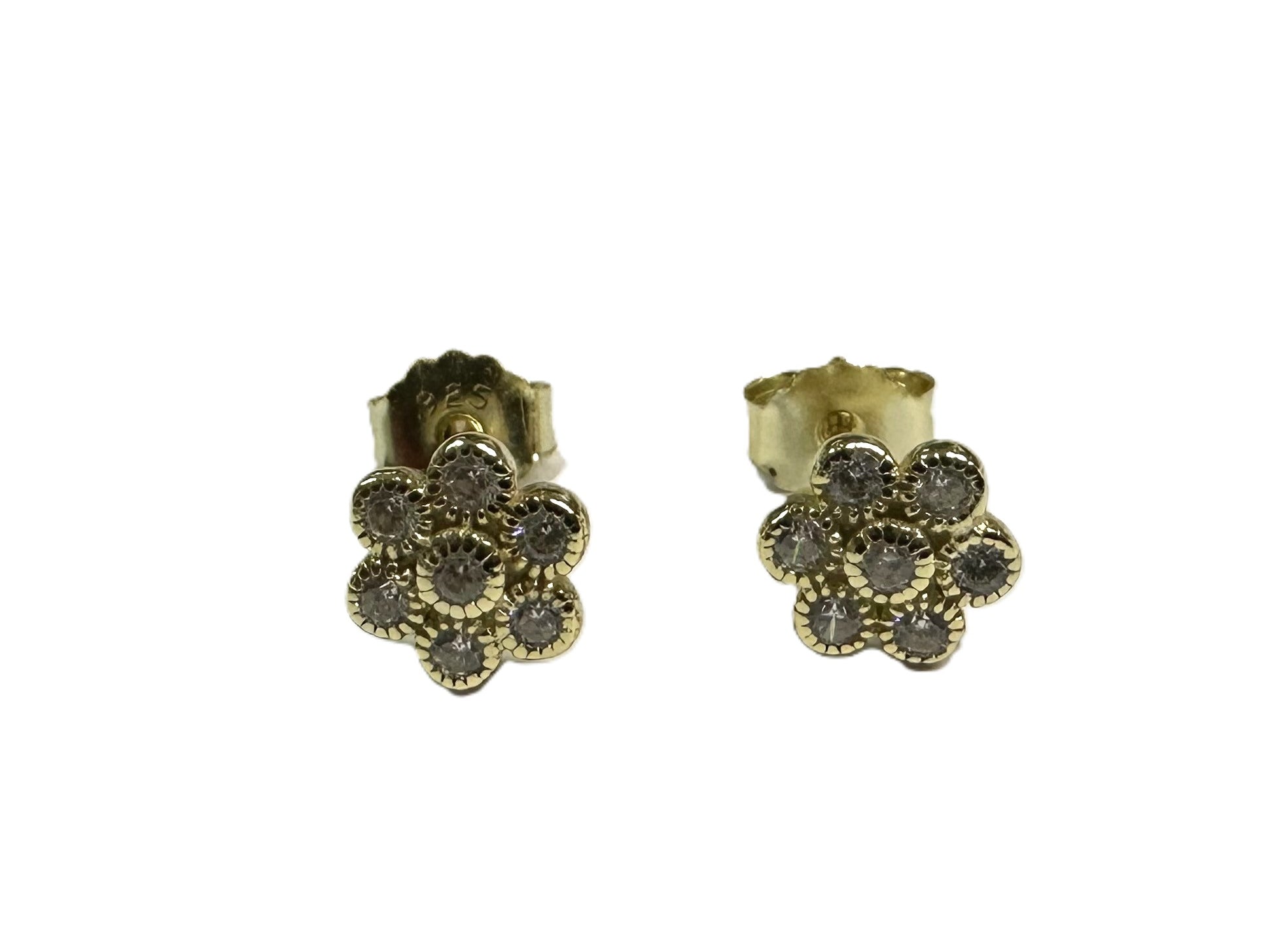 Gold Plated White Cz Silver Earring