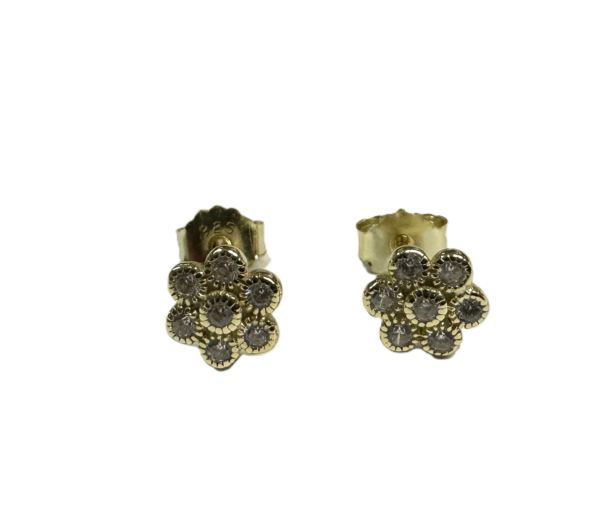 Gold Plated White Cz Silver Earring