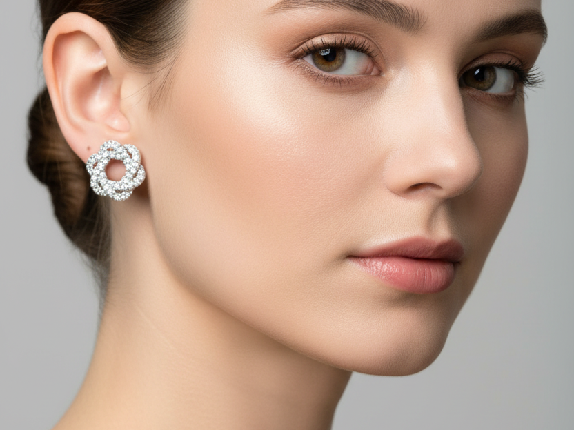 White Cz Silver Earring