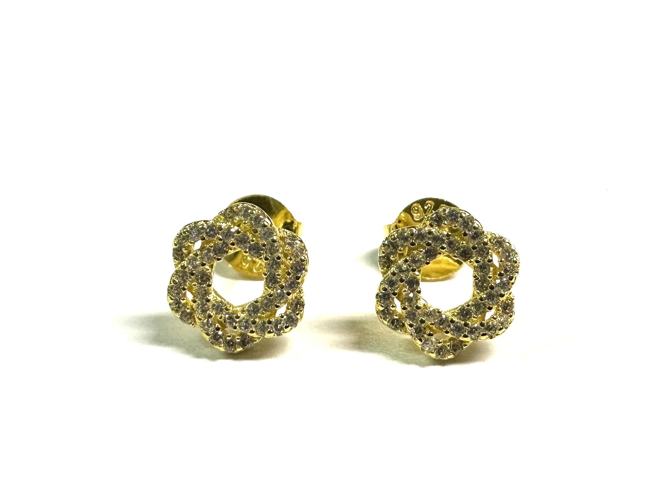Gold Plated White Cz Silver Earring