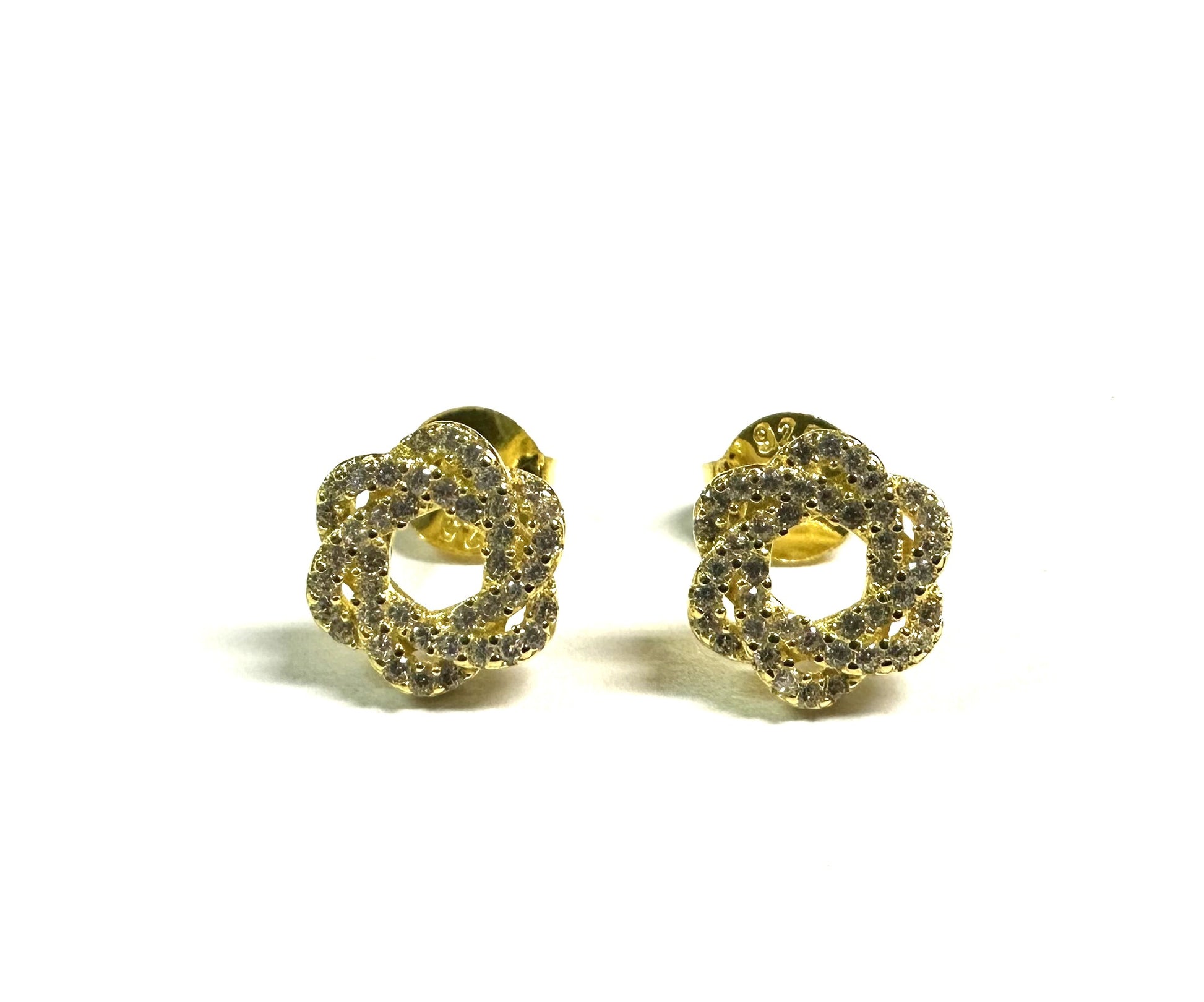 Gold Plated White Cz Silver Earring