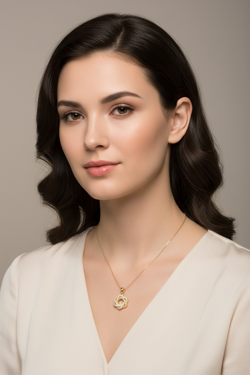 Gold Plated Silver Cz Stone Pendant