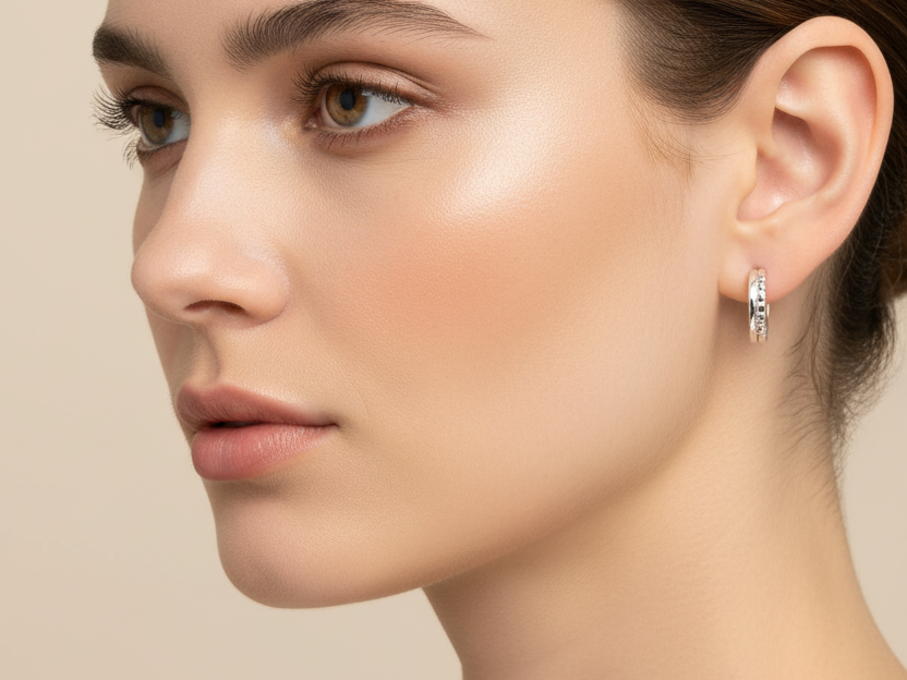 Silver Huggies earring