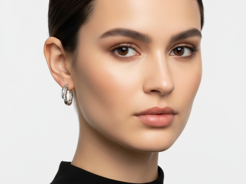 Silver Huggies earring
