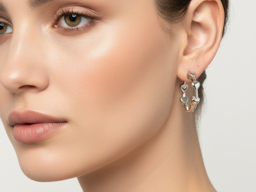 Silver Heart Design earring