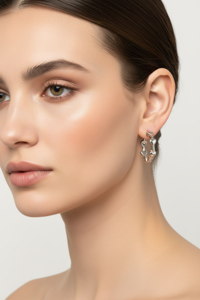 Silver Heart Design earring