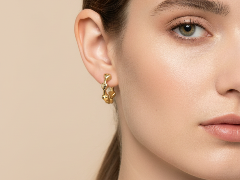 Gold Plated Silver Heart Design earring