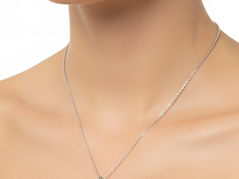 White Cubic Zirconia Silver Necklace