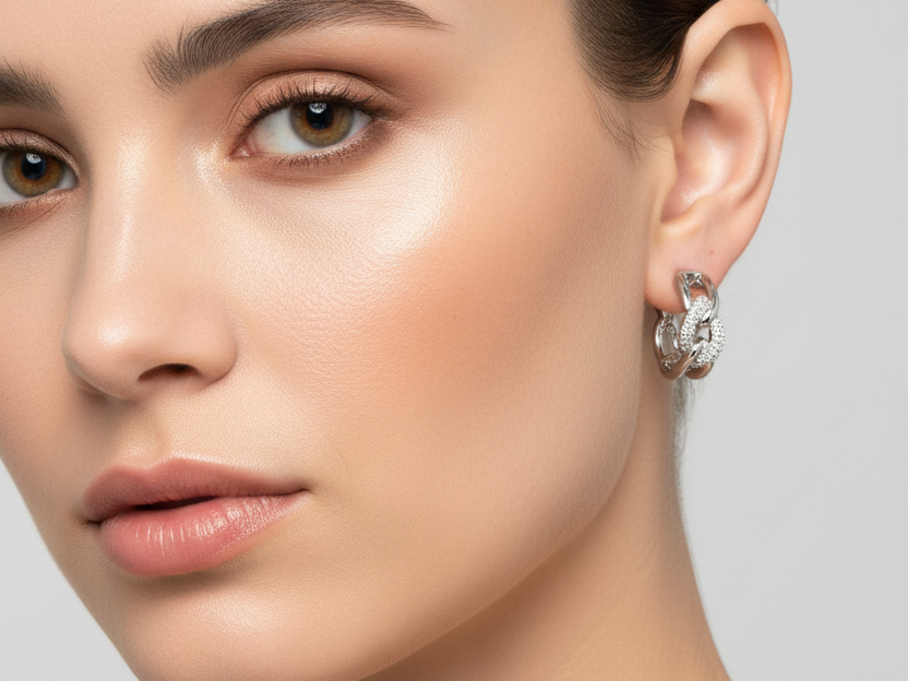 White Cz Silver Earring