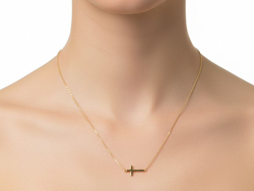 Gold Plated Silver Cross Necklace