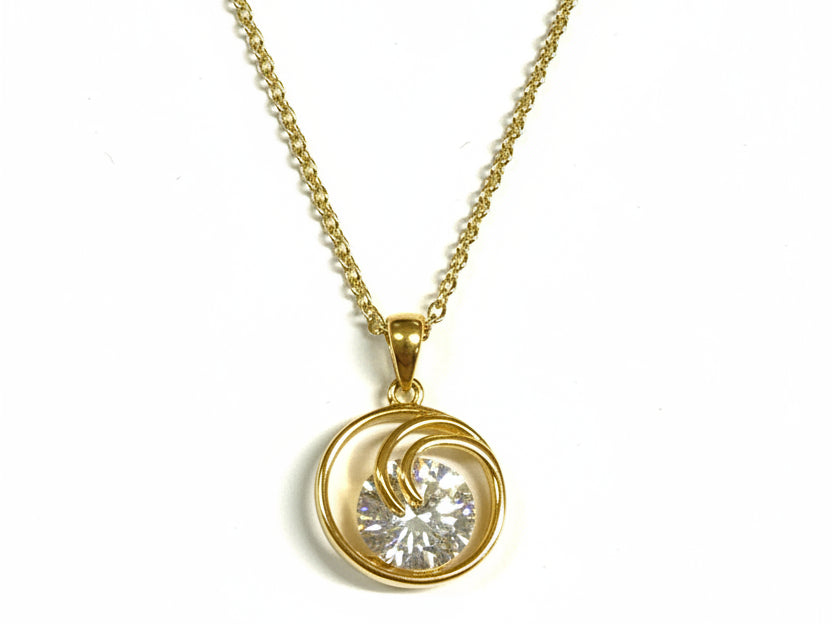 Gold Plated White Cubic Zirconia Silver Necklace