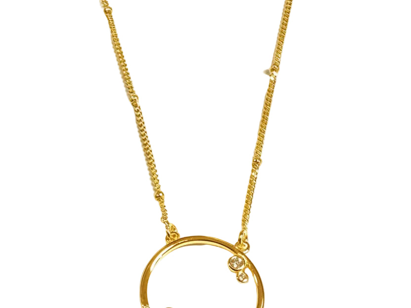 Gold Plated White Cubic Zirconia Silver Necklace