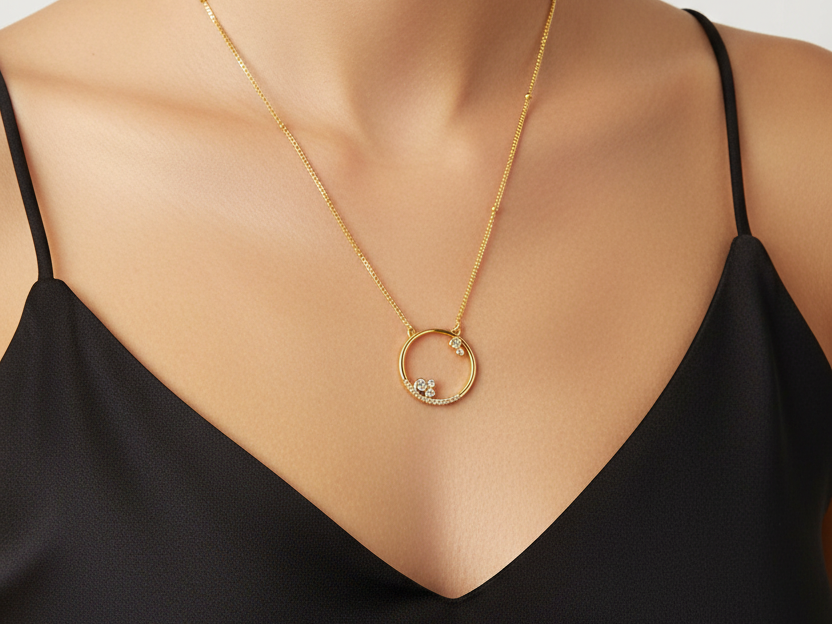 Gold Plated White Cubic Zirconia Silver Necklace