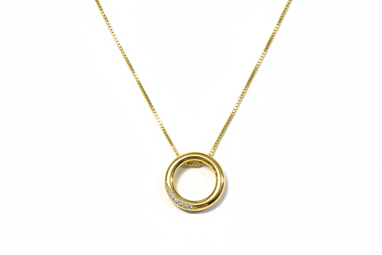 Gold Plated White Cubic Zirconia Silver Necklace