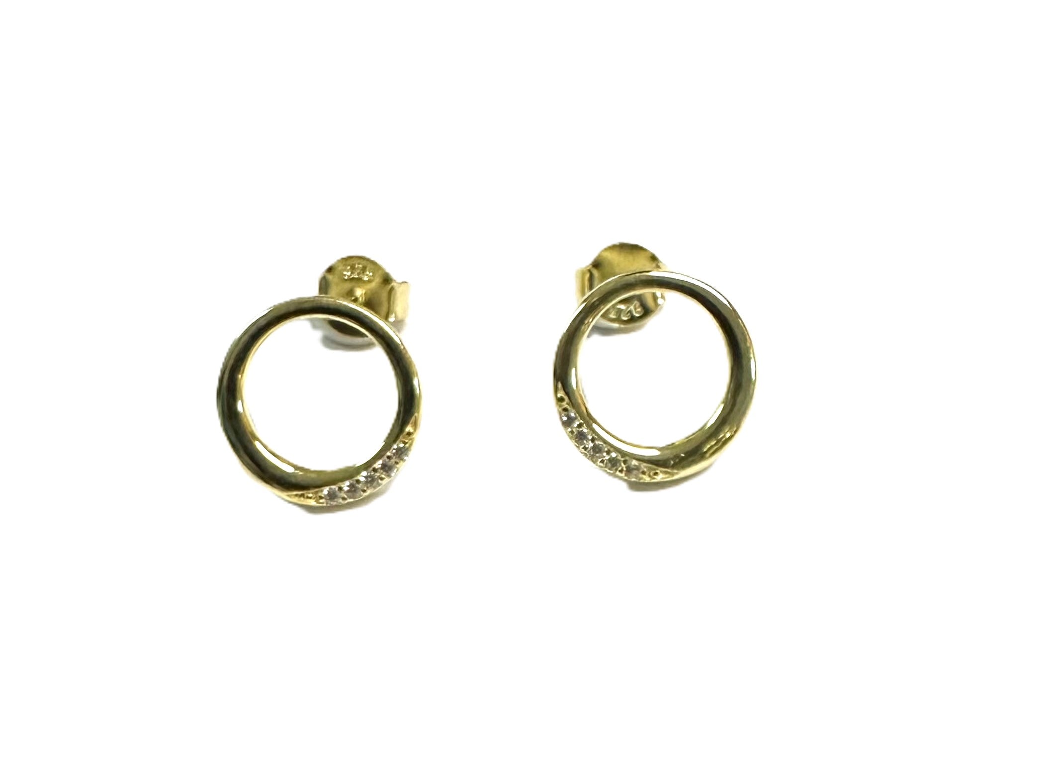 Gold Plated White Cz Silver Earring